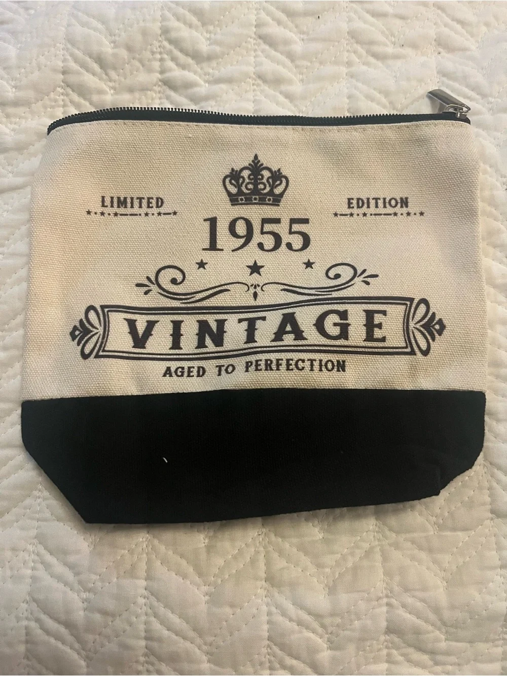 Vintage Canvas Pouch in Cream and Black